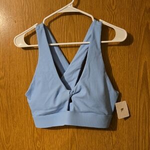 Fabletics Bali Blue Ribbed Sports Bra
